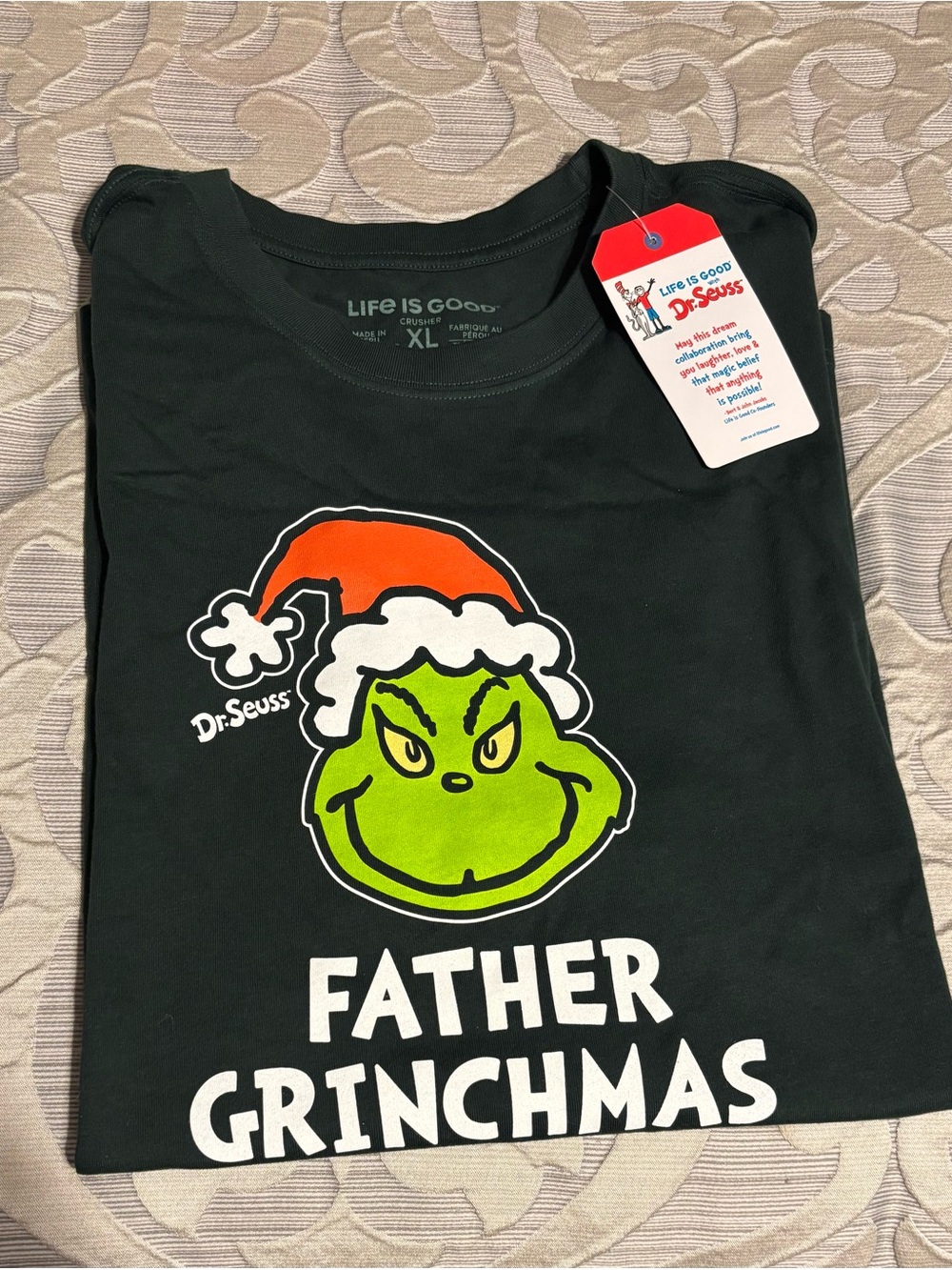 Life Is Good Green Crusher XL Tee with Orange Graphic